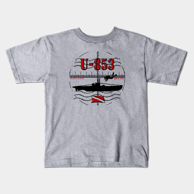 U-853 German U-boat World War II Submarine Wreck Diving North Carolina Dive Kids T-Shirt by TeeCreations